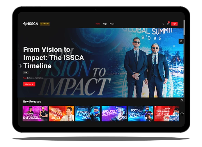 ISSCA Experience streaming platform on a tablet