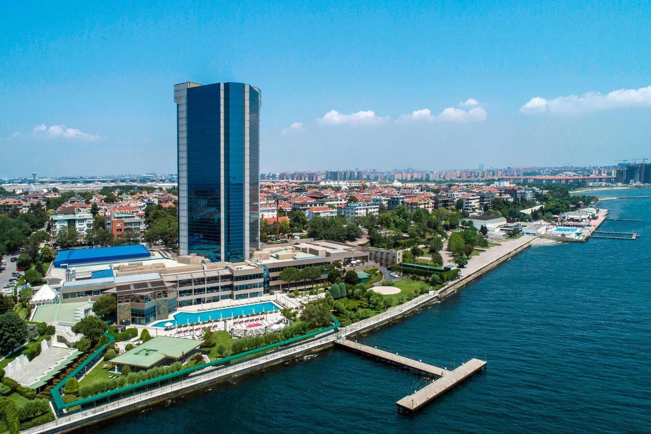 Renaissance Polat Istanbul Hotel — aerial view of the Marriott property on the Marmara Sea waterfront