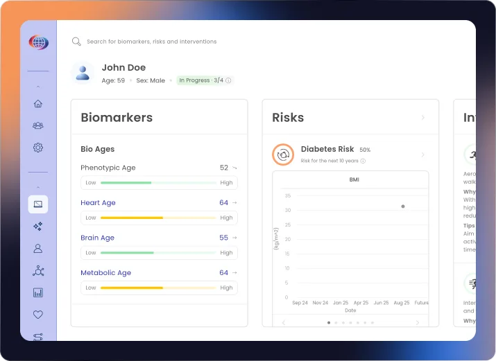 ISSCA AI – John Doe patient biomarker dashboard
