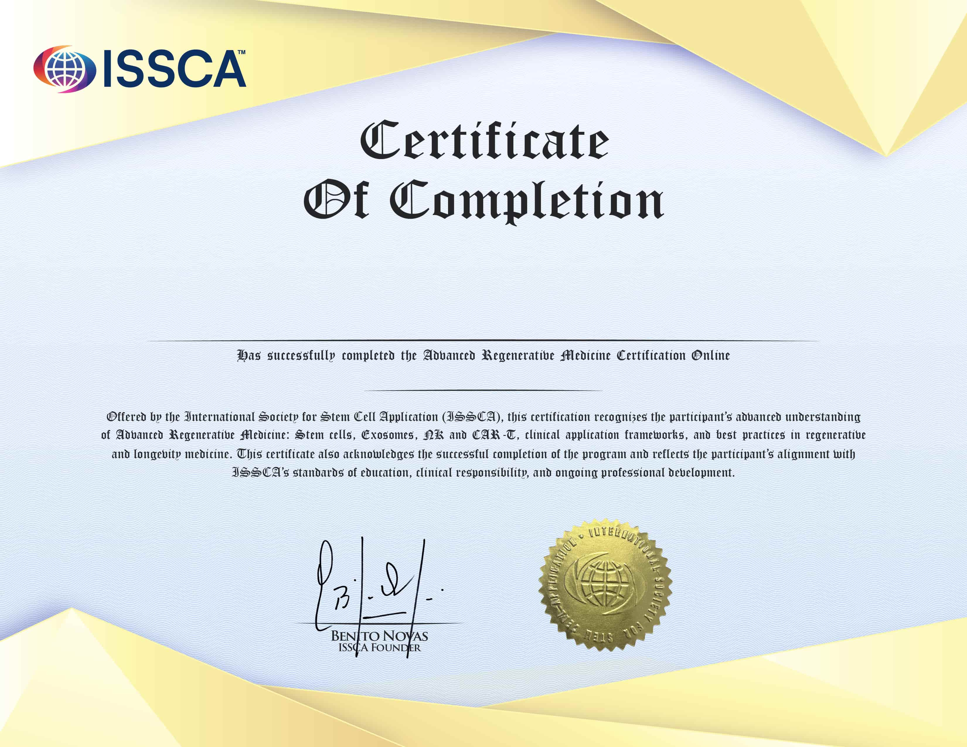 ISSCA Advanced Regenerative Medicine Certification Online certificate